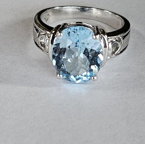 Certified Blue Topaz Sterling Silver Ring Size 7 π - Picture 6 of 14